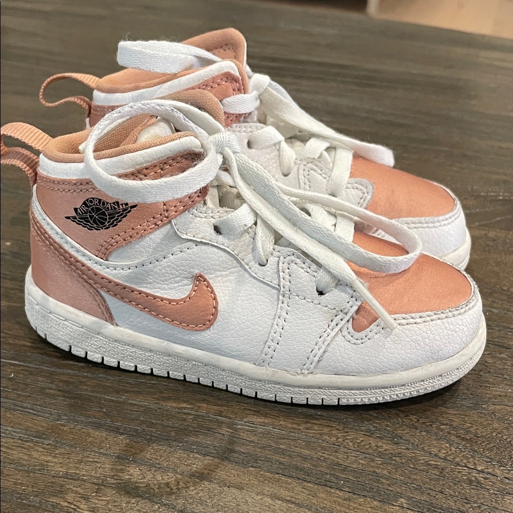 Jordan Kids White and Peach Sneakers